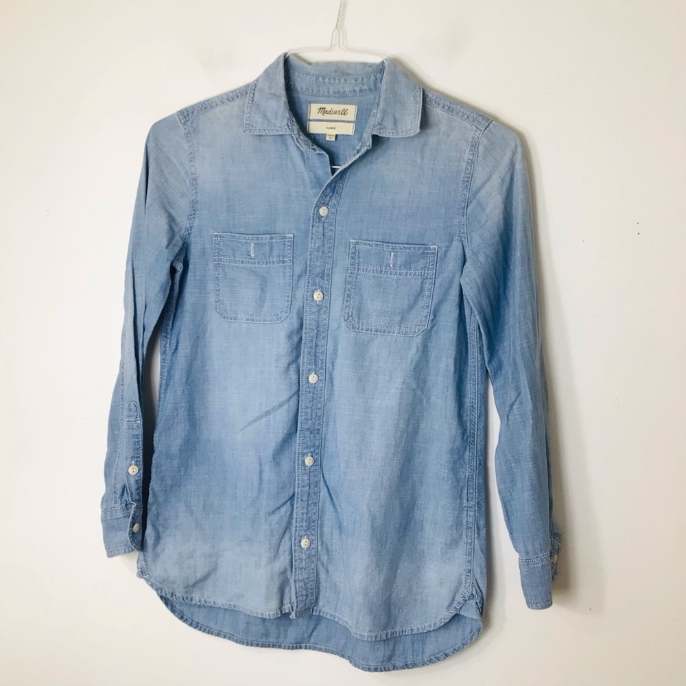 MADEWELL button up top xxs blue cotton